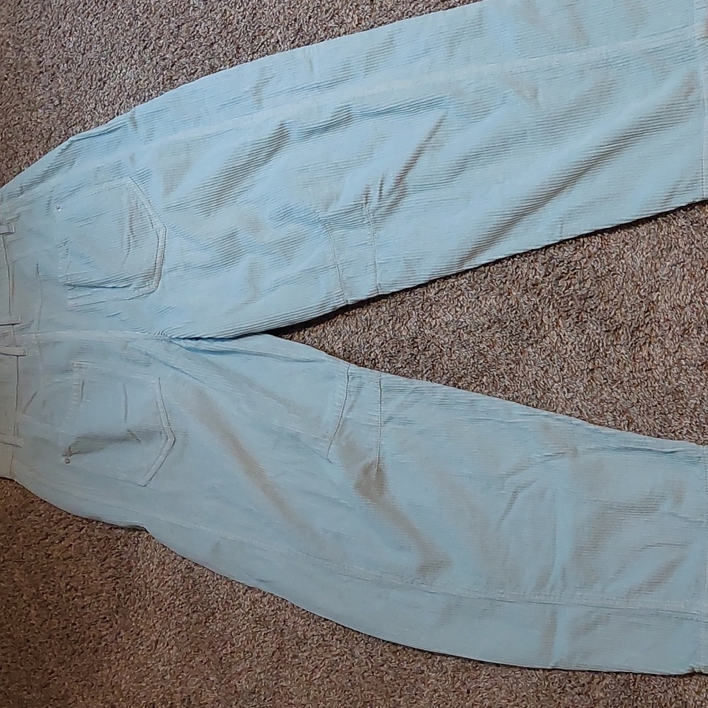 We The Free Good Luck Midrise Barrel Baby Blue Corduroy Pants Size 28 - Picture 4 of 8
